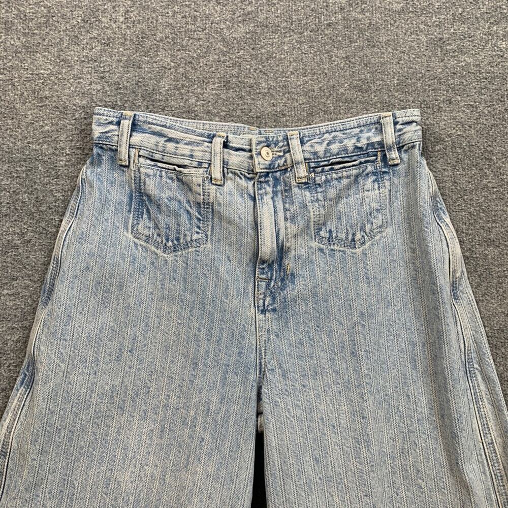 We The Free People Jeans Womens 28 Denim Brette Wide Leg Cropped Stripe Cuffed - Picture 4 of 15